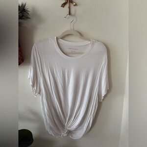 American Eagle Outfitters Women's Cream Twist Front Tee